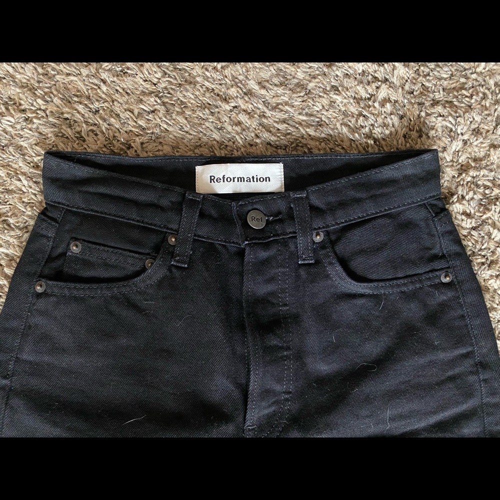 Reformation black skinny jeans.